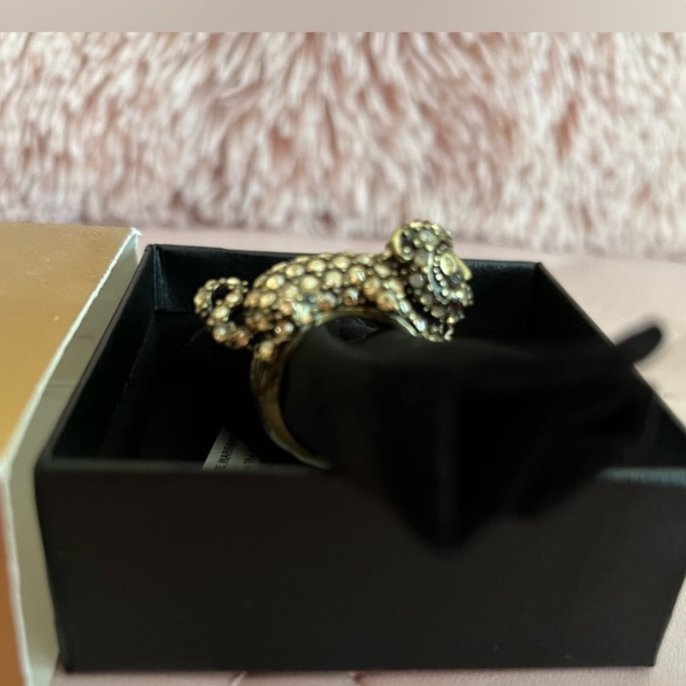 Heidi Daus NWT Champagne Swarovski Crystal Monkey Ring Size 7 🤎